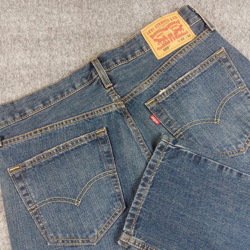 Levi's 559 Jeans Mens 33x30 (Fit 34x30) Blue Relaxed Straight Leg Mid Rise